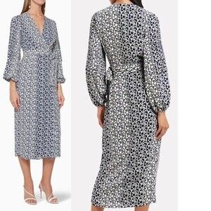 La Maison TALULAH Remember Me Midi Wrap Dress Blue White Floral Size XXL